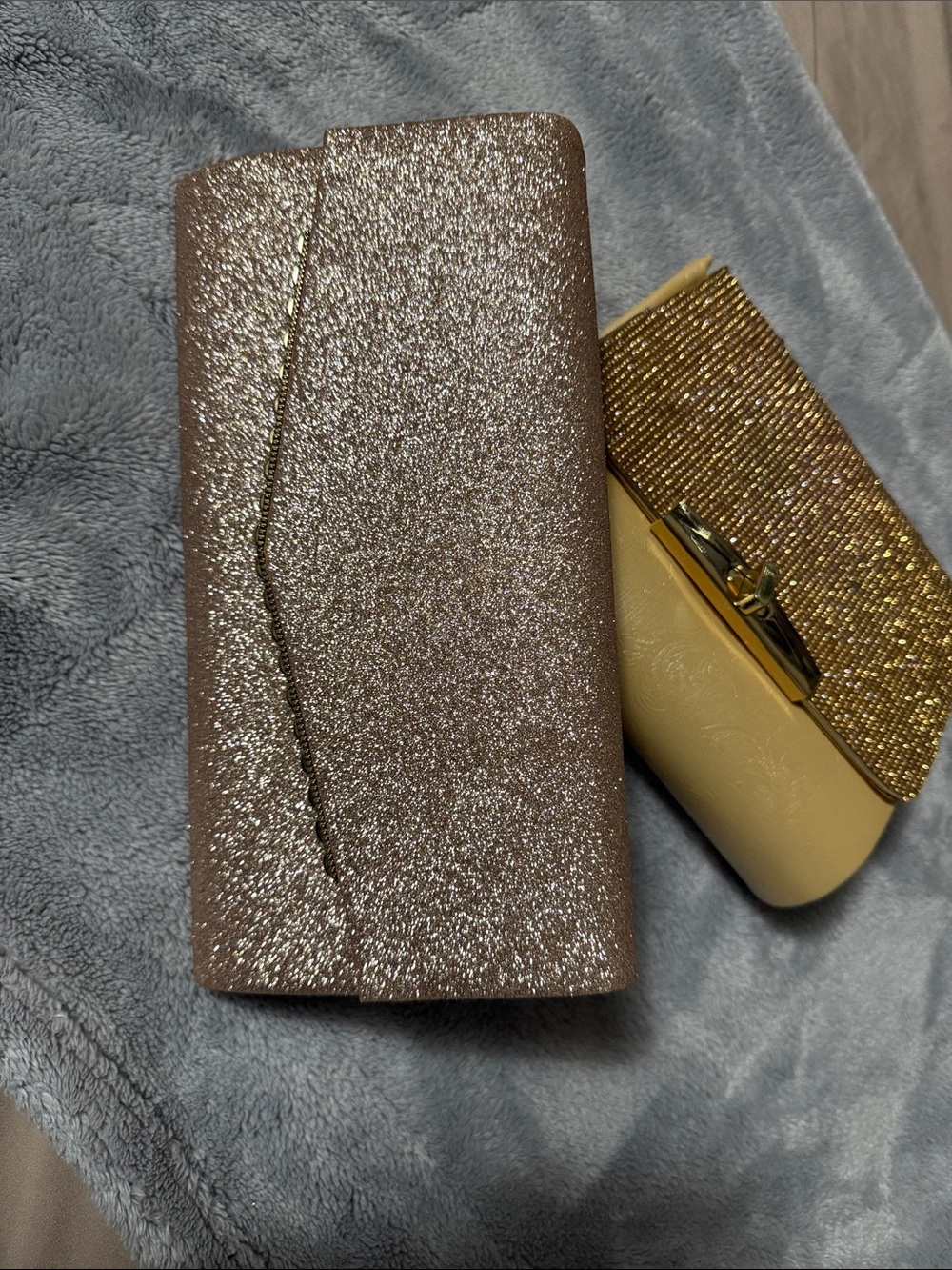 Gold and Bronze Evening Clutch Set - Elegant Women's Bags - Picture 3 of 4